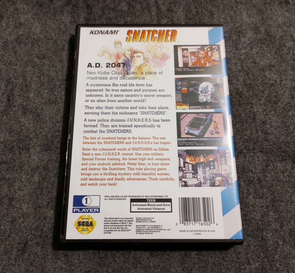 Snatcher Sega CD Reproduction