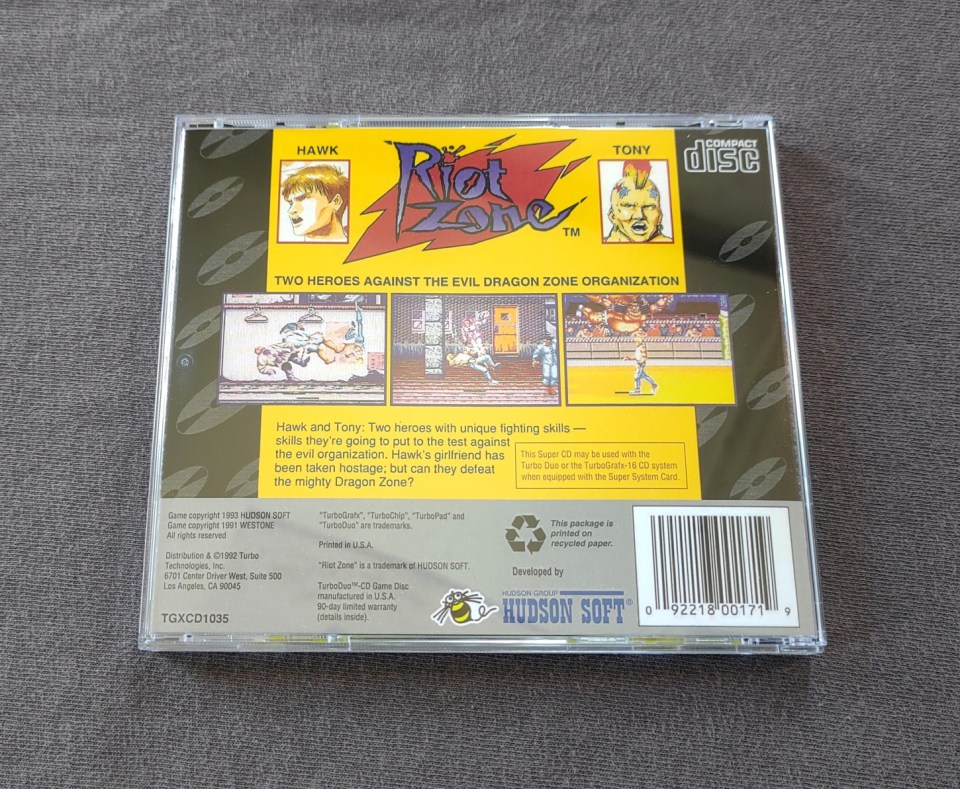 Riot Zone TurboGrafx-CD Reproduction