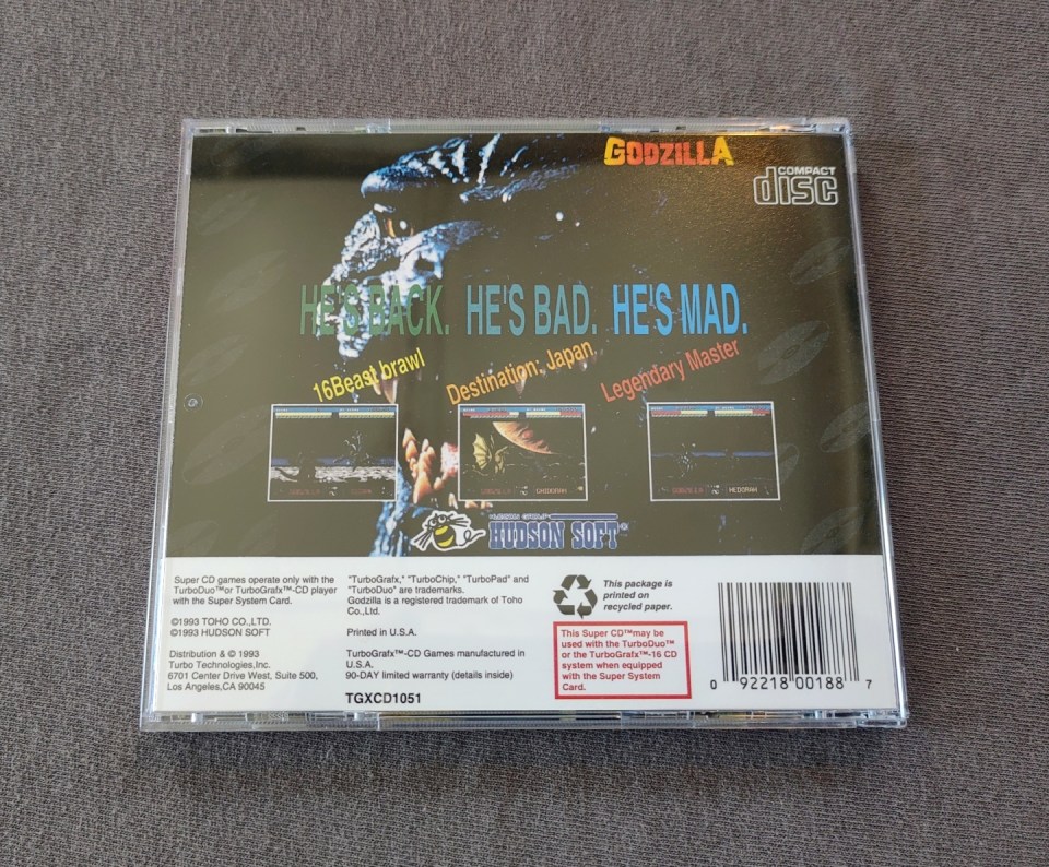 Godzilla TurboGrafx-CD Reproduction