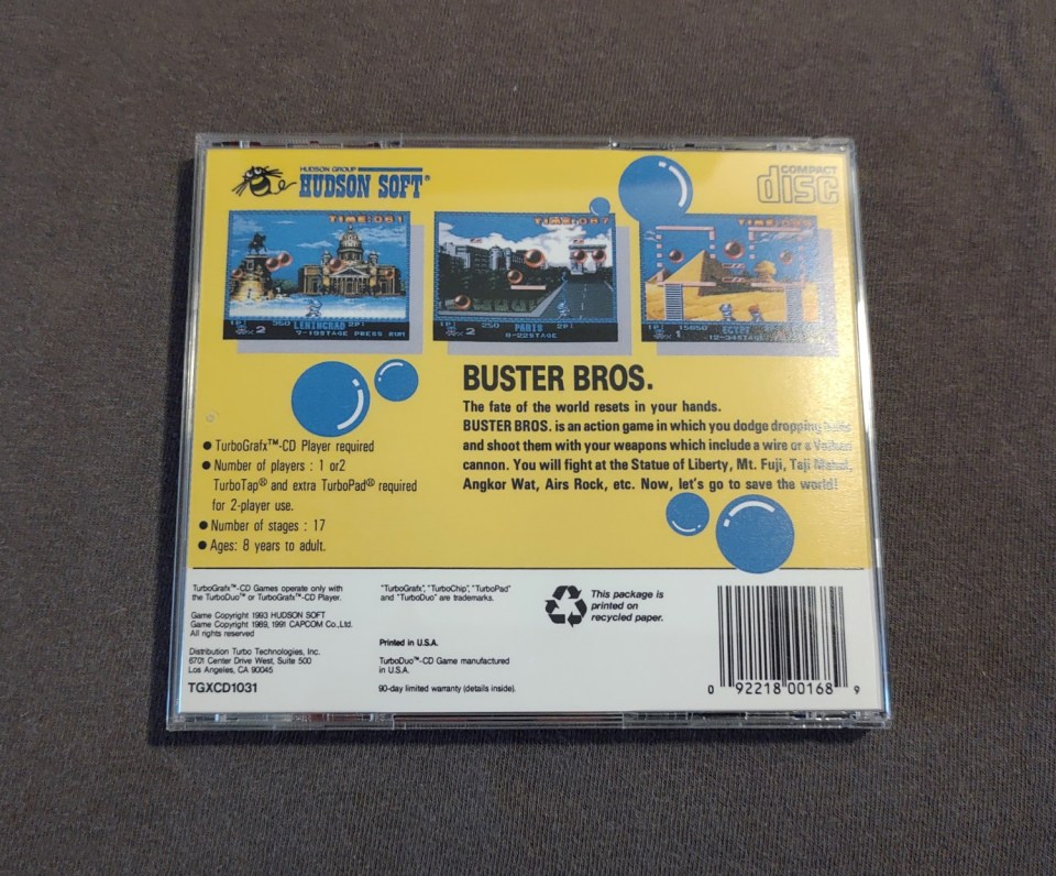 Buster Bros. TurboGrafx-CD Reproduction