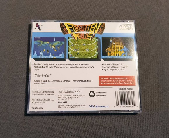 Forgotten Worlds TurboGrafx-CD Reproduction
