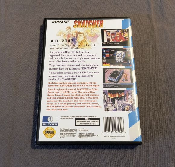 Snatcher Sega CD Reproduction