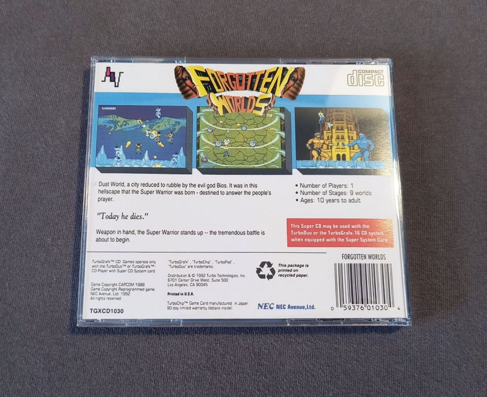 Forgotten Worlds TurboGrafx-CD Reproduction