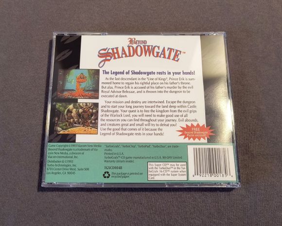 Beyond Shadowgate TurboGrafx-CD Reproduction